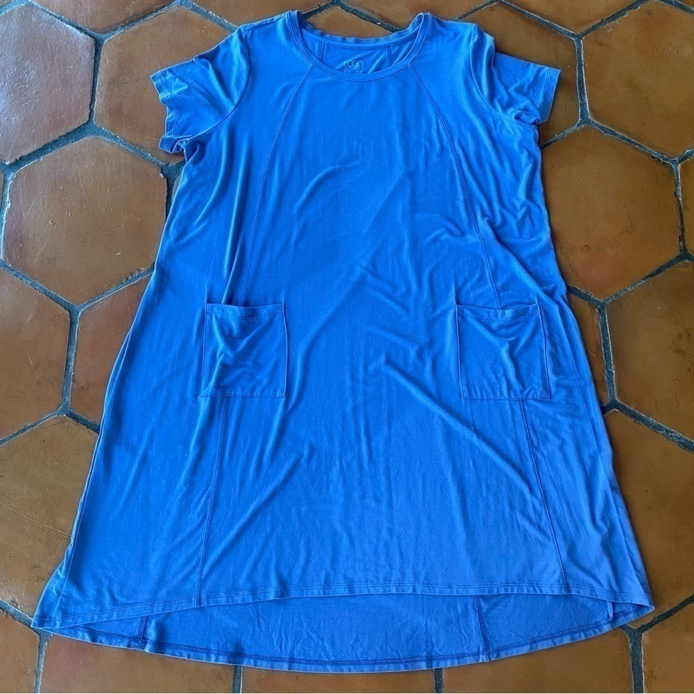 LOGO Lounge by Lori Goldstein Minimalist Swing Midi Dress Blue Size 2X Pockets